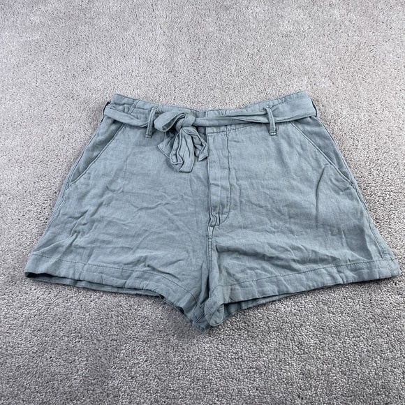 Abercrombie & Fitch Pants - Abercrombie and Fitch Shorts Womens Medium Green Linen Blend Waist Tie NEW NWT